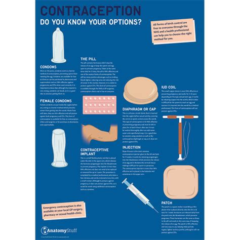 contraception do you know your options poster pshe school education chart