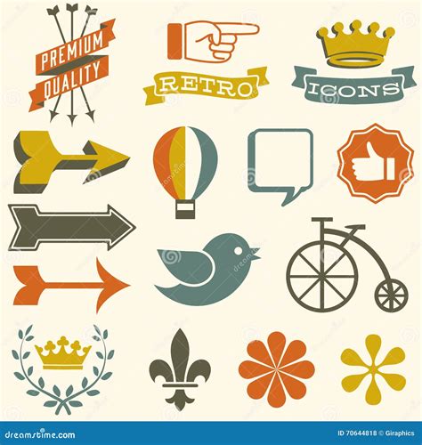 Retro Icons Stock Vector Illustration Of Flower Thumbs 70644818