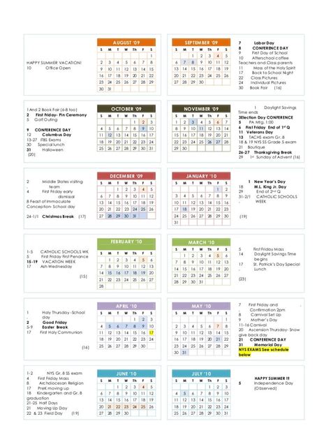 2009 2010 Calendar On One Page For Download
