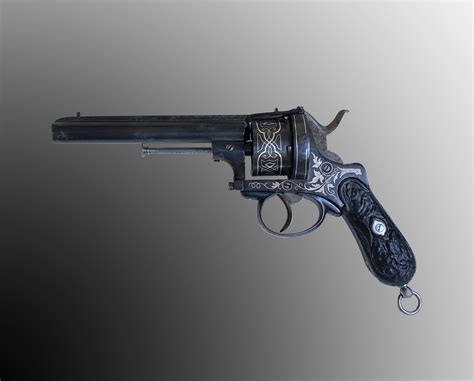 Revolver Lefaucheux System Luxury Finish Blue And Silver Paul Bert