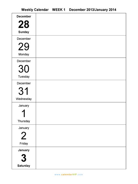 9 Printable Weekly Calendar Templates Free Sample Ms
