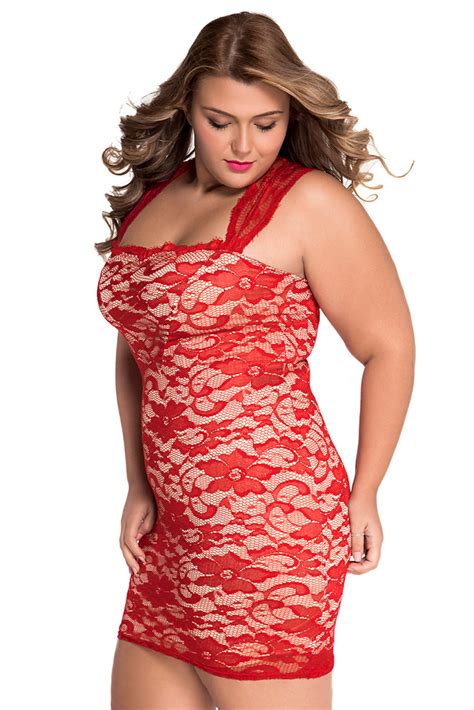 Sexy Red Lace Nude Illusion Dress Sexy Affordable Clothing