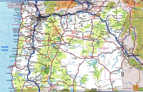 Detailed map of pacific coast washington state. Oregon road map