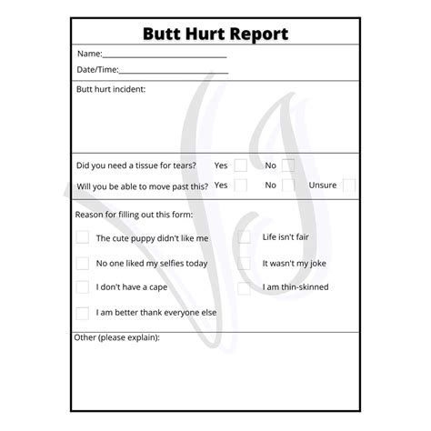Butt Hurt Report Etsy