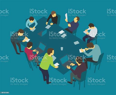 Table Talks Team Business People Meeting Conference Stock Illustration