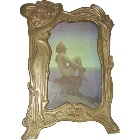 Vintage Brass Art Nouveau Style Picture Frame With Stand From Rosanne