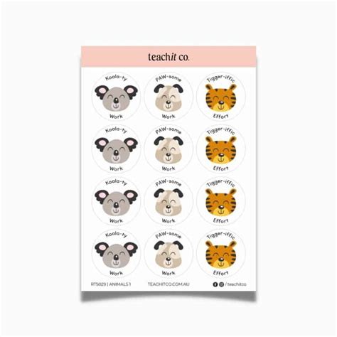 Teacher Sticker Sheet Animals 1 Teachit Co