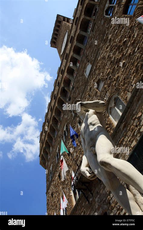 Nachbildung Der David Statue Von Michelangelo Steht Auf Der Piazza