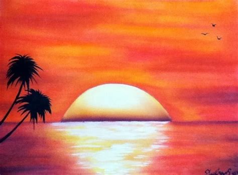 Ocean Sunset Done With Pastels Pencils Ocean Sunset