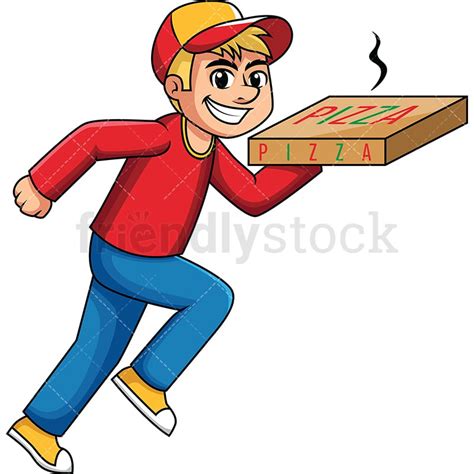 Superhero Pizza Delivery Man Cartoon Vector Clipart Friendlystock