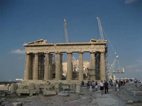 Grecee Europe The Parthenon Real Site Greece Construction Site