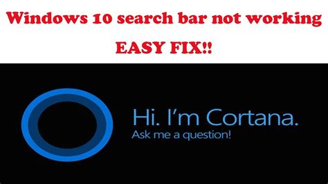 How To Fix Windows 10 Search Bar Cant Type Cortana Youtube