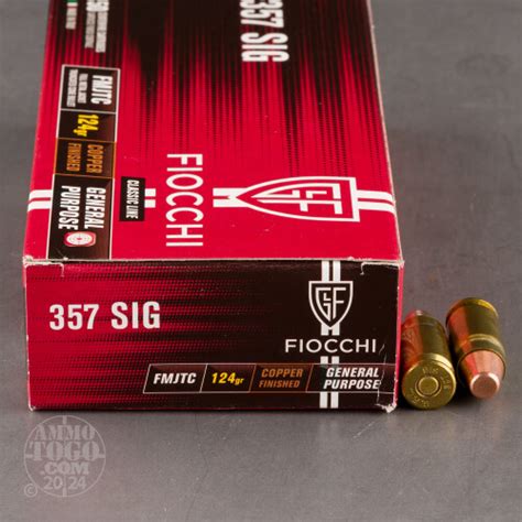 357 Sig Ammo 50 Rounds Of 124 Grain Full Metal Jacket Truncated Cone