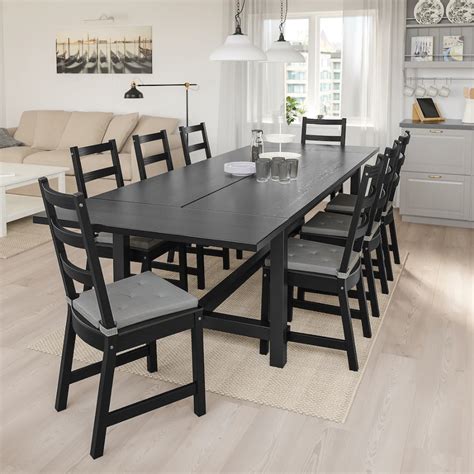 No drill/kitch roll hldr/dish drnr/cont. NORDVIKEN Extendable table, black, 82 5/8/113 3/4x41 3/8 ...