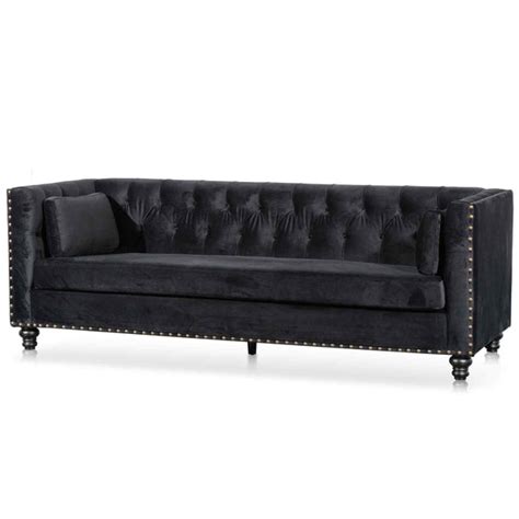 Aurea 3 Seater Sofa Black Velvet Interior Secrets