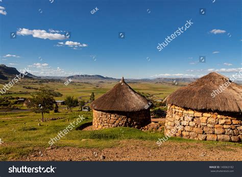 Lesotho Traditional House Basotho Hut Stock Photo