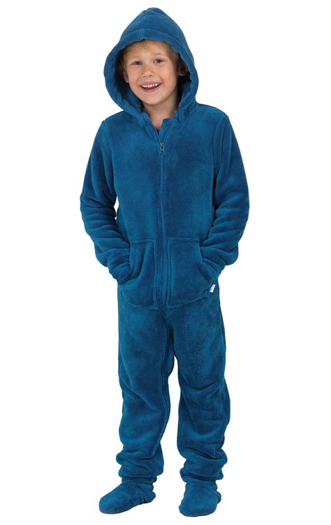 Hoodie Footie™ For Boys Blue In Kids Hoodie Footie™ Pajama Onesie