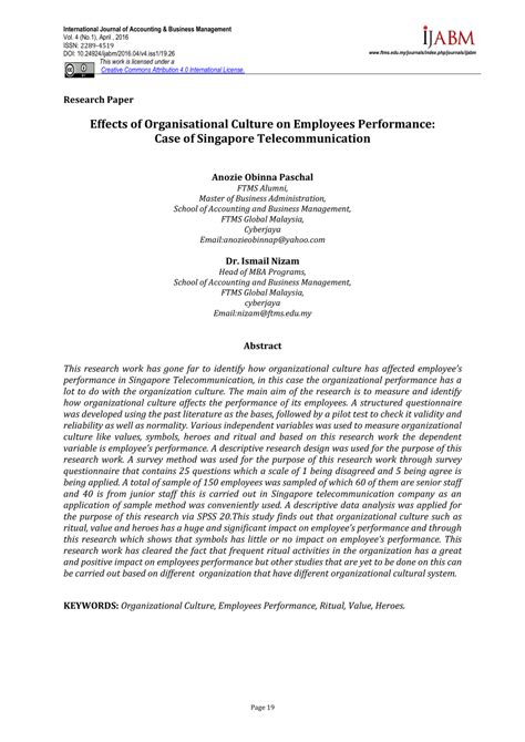 Organization as it leads to its development. (PDF) Effects of Organisational Culture on Employees ...