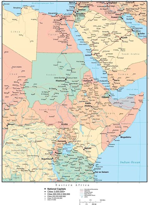 It is the world's 2nd largest and 2nd most populous continent. Eastern Africa Map with Countries, Cities, and Roads