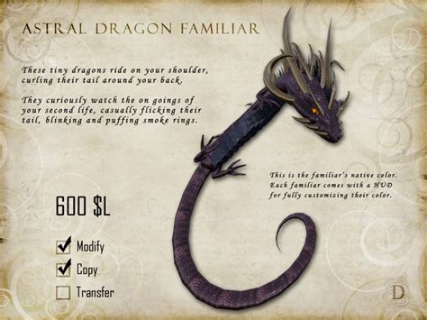 Second Life Marketplace Astral Dragon Familiar Shoulder Pet