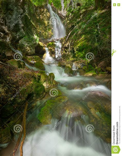 The Steep Riverbed Full Of Cascades And Waterfalls Stock Image Image