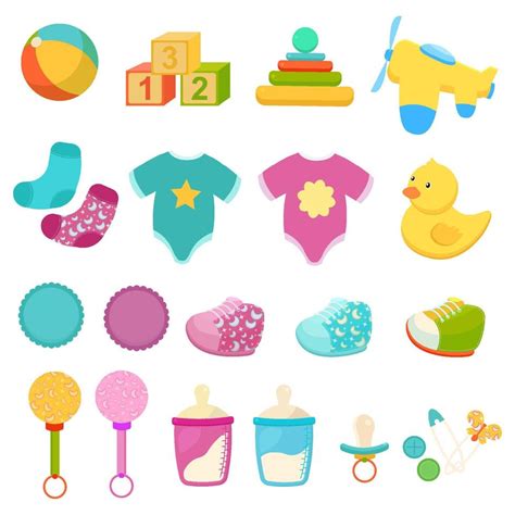 Set Of Cute Baby Stuff Object Item Vector Illustration Design 4899208