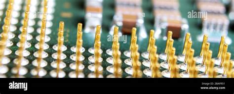 The Micro Elements Of Computer Central Processor Unit Cpu Contact Pins Close Up Stock Photo Alamy