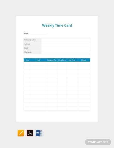 12 Printable Time Card Templates Doc Excel Pdf