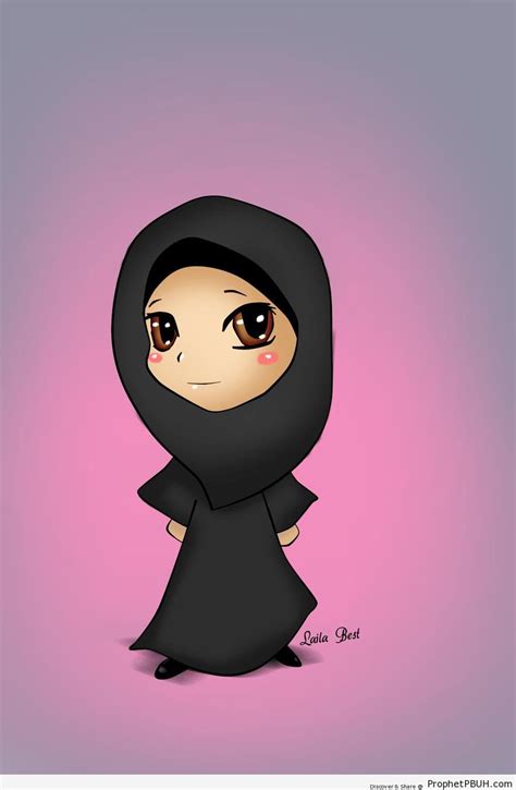 Cute Black Hijab And Abaya Chibi Drawings Cute Muslim Characters