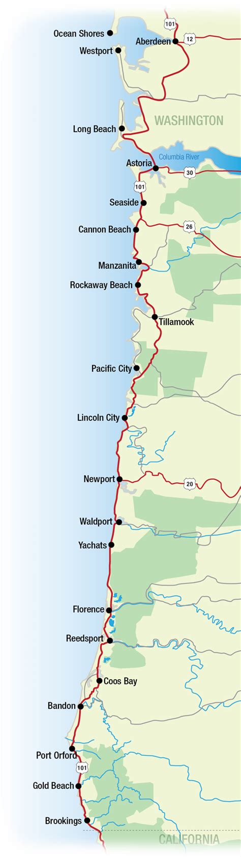 Coastal Map Washington Vacation Oregon Travel Rockaway Beach