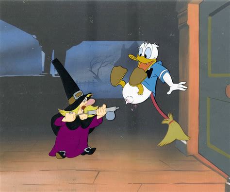 Original Production Cel Of Witch Hazel And Donald Duck From Trick Or