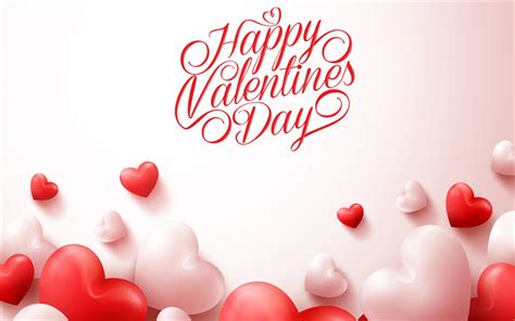 Download Wallpapers Happy Valentines Day February 14 3d Pink Hearts