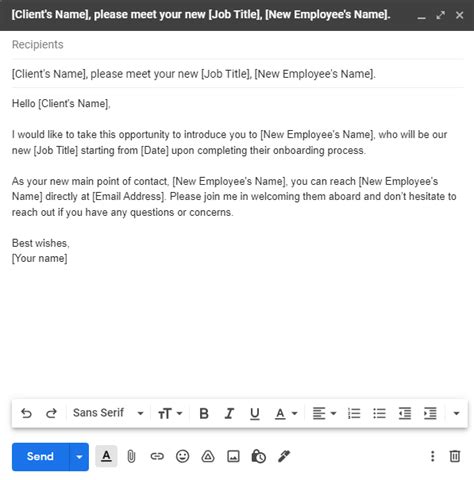 New Employee Introduction Email To Clients Templates Liveagent