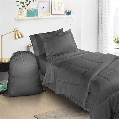 Twin Xl Bed In A Bag 6pcs Bedding Comforter Set Charcoal Gray
