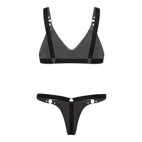 wet look leather bra top with mini g string thong beachwear micro bikini mb1801 micro bikini®