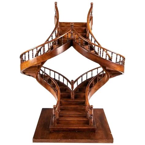Wooden Architectural Model Of A Double Spiral Staircasedouble Spiral