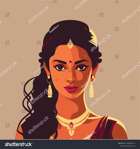 Vector Illustration Indian Woman Traditional Look Stock Vector Royalty