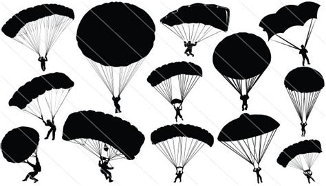 Clip Art Art And Collectibles Parachute Svg Silhouette Cutting File