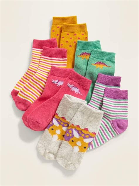 Old Navy Crew Socks 6 Pack For Toddler Girls Dino Print Baby Boy