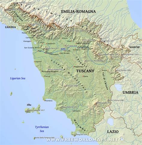 Where Is Tuscany In Italy Map World Map