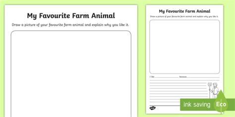 My Favourite Farm Animal Aistear Worksheet Activity Sheet