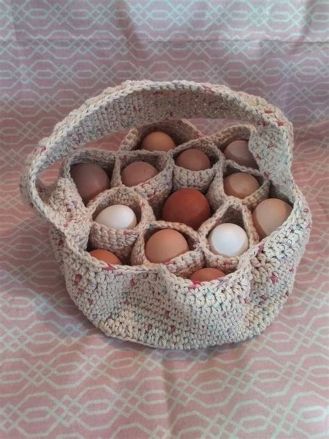 Bakers Dozen Egg Cellent Collecting Basket Etsy Crochet Chicken Cotton Yarn Projects
