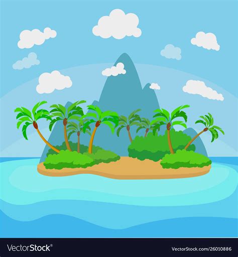 cartoon tropical island landscape background scene