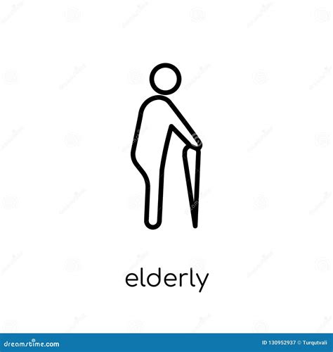 Elderly Icon Trendy Modern Flat Linear Vector Elderly Icon On W Stock Vector Illustration Of