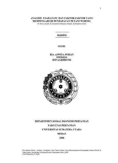 Analisis Usahatani Dan Faktor Faktor Yang Mempengaruhi Pendapatan