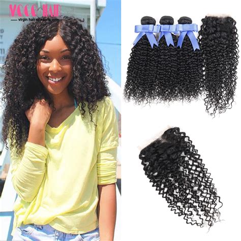 Indian Remi Human Hair Weave Bundles With Closure Indian Curly Virgin Hair With Lace Closure