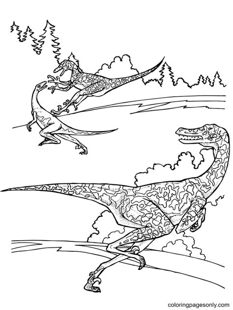 Jurassic Park Velociraptor Dinosaurs Coloring Pages Jurassic World