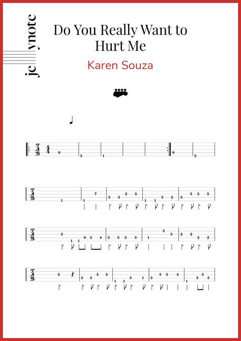 Karen Souza Do You Really Want To Hurt Me Bajo Tablatura Y Partitura Jellynote