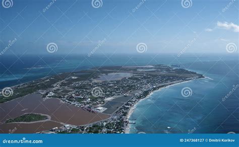 Aerial Drone View Of Saline Lake And Cockburn Town Grand Turk Turks
