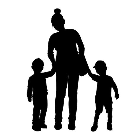 Silueta De Madre E Hijo De Diseño Plano Vector Gratis